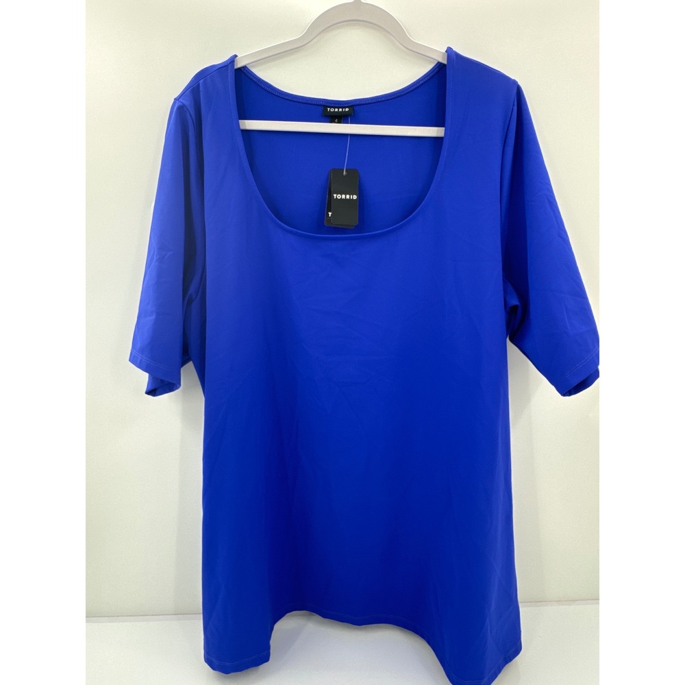 Torrid Electric Blue Sculpting Knit Scoop Neck Elbow Sleeve Top 4 4X 26 41000420